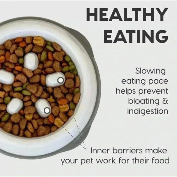 Slow Feeder‎ Dog Bowl White Gray Pet Food Bowl - Picture 5 of 5